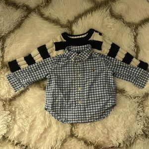 2pc bundle checker polo shirt & children place sweater